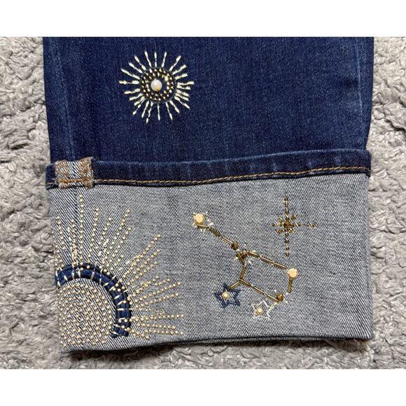 Chicos Celestial Cuff Embroidered Embellished Pull On Ankle Jeggings Sz 14R NWT - Picture 3 of 14